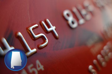a credit card macro photo - with Alabama icon