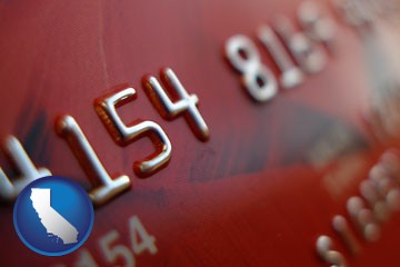 a credit card macro photo - with California icon