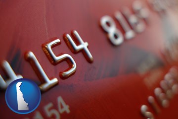 a credit card macro photo - with Delaware icon