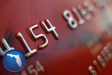 a credit card macro photo - with Florida icon