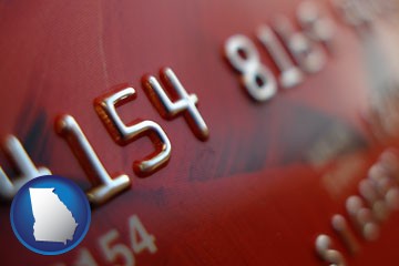 a credit card macro photo - with Georgia icon
