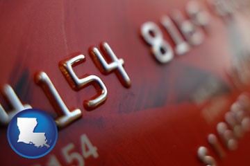a credit card macro photo - with Louisiana icon