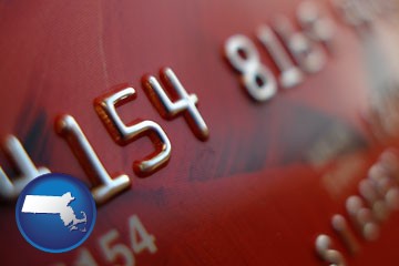 a credit card macro photo - with Massachusetts icon