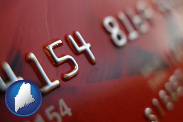 a credit card macro photo - with Maine icon