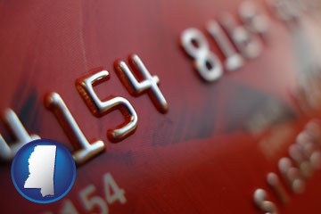 a credit card macro photo - with Mississippi icon