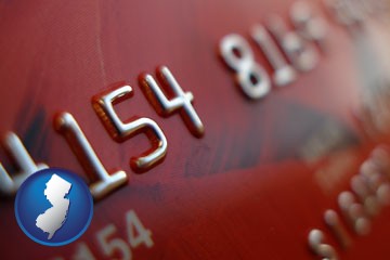 a credit card macro photo - with New Jersey icon