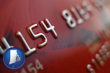 a credit card macro photo - with Rhode Island icon