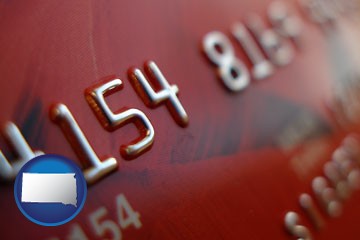 a credit card macro photo - with South Dakota icon