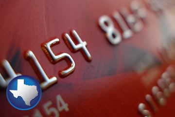 a credit card macro photo - with Texas icon