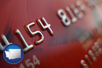 a credit card macro photo - with Washington icon